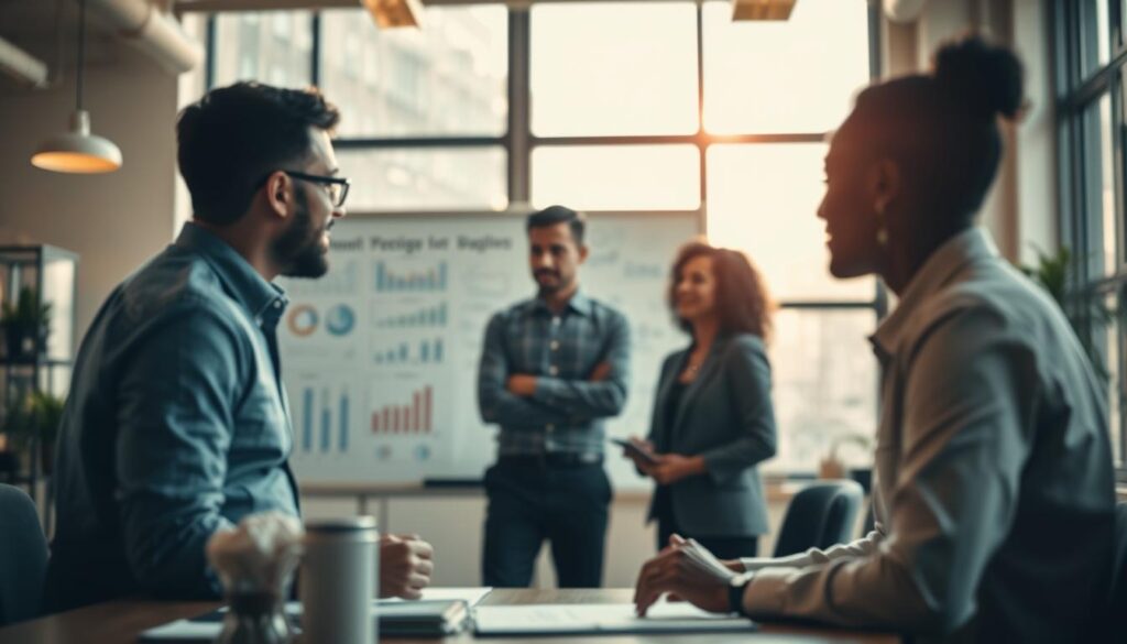 A professional workspace scene illustrating the concept of "Labor as a Factor of Production." In the foreground, depict a diverse group of three individuals engaged in a dynamic brainstorming session, dressed in smart casual attire. The middle ground showcases a large whiteboard filled with graphs and charts symbolizing productivity and collaboration. In the background, large windows allow natural light to flood the room, creating a warm atmosphere that fosters creativity and teamwork. Use a shallow depth of field to keep the focus on the people, while softly blurring the background. Capture the image with a Sony A7R IV at 70mm, ensuring sharp details and clarity, utilizing a polarized filter to enhance the vibrancy of colors and reflections. Aim for an inspiring and motivational mood throughout the image. A professional workspace scene illustrating the concept of "Labor as a Factor of Production." In the foreground, depict a diverse group of three individuals engaged in a dynamic brainstorming session, dressed in smart casual attire. The middle ground showcases a large whiteboard filled with graphs and charts symbolizing productivity and collaboration. In the background, large windows allow natural light to flood the room, creating a warm atmosphere that fosters creativity and teamwork. Use a shallow depth of field to keep the focus on the people, while softly blurring the background. Capture the image with a Sony A7R IV at 70mm, ensuring sharp details and clarity, utilizing a polarized filter to enhance the vibrancy of colors and reflections. Aim for an inspiring and motivational mood throughout the image.